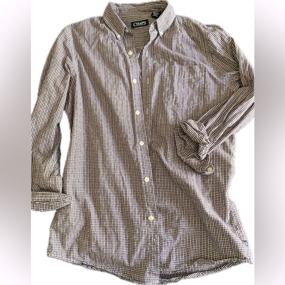 Chaps Burgundy and White Print Shirt
